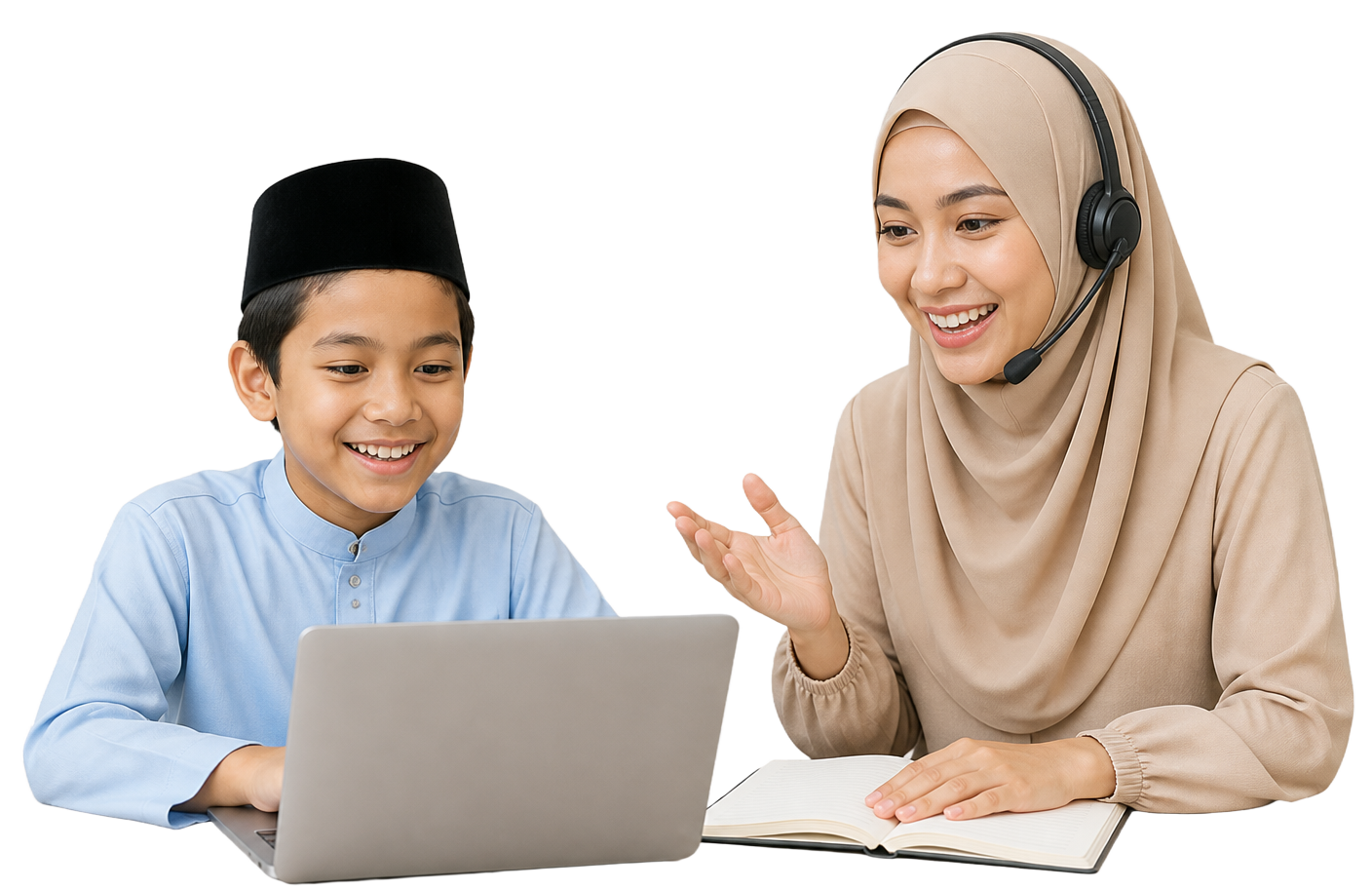 A student learning Quran online with a Qiraatly tutor