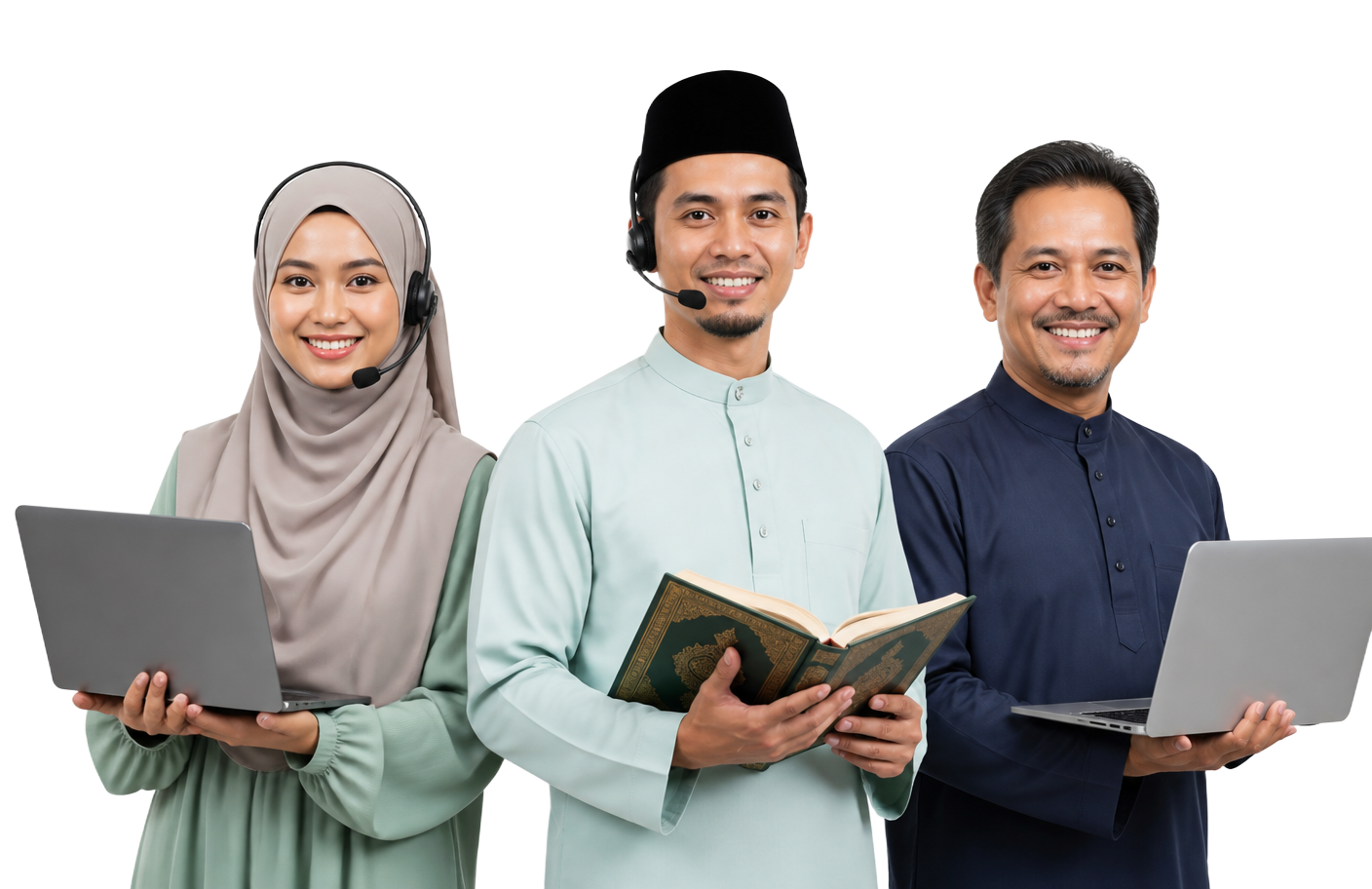 Three friendly online Quran tutors ready to teach